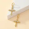 E-commerce transfronteiriço joias atacado brincos de cruz de diamante feminino nicho alto senso brincos de zircônia em formato de coração atacado