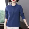 Top de Manga Larga, Camiseta de Primavera y Otoño, Cuello Fungus para Mujer, Talla Grande Holgada con Cuello Alto para Madres de Mediana Edad, Camiseta Básica de Estilo Nuevo