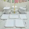 Arranjo de Aniversário Decorações de Mesa de Sobremesas Prateleira de Exibição de Casamento Europeu Mesa de Frutas Bandeja de Plástico para Bolo Suporte para Lanches