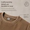 Camiseta masculina de manga longa, lavada e com efeito desgastado, de marca moderna transfronteiriça, ombro caído, modelagem solta, vintage, top para usar por baixo no outono, fornecimento para live streaming