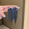Brincos de Corrente Longa com Garras Exageradas Elegantes de Prata S925 com Strass para Mulheres Brincos com Franjas de Diamante Colorido Europeus e Americanos Brincos da Moda