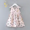 Vestido de princesa floral de verão para meninas Vestido de praia Vestido de colete de seda de algodão Vestido infantil Vestido de linha A