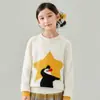 Suéter de Lana con Pingüino y Estrella para Niños, Nuevo Jersey de Cuello Redondo Otoño/Invierno, Top Básico Versátil Casual para Niños Mayores