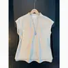Colete com Padrão de Espiga de Trigo Americano Decote V Masculino Verão Tendência Marca Sem Mangas Camiseta Corte Limpo Solto Esportivo Regata Manga Curta