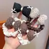 Goma para el pelo con lazo de tela para niñas, Banda elástica vintage de lunares y flores, Alta elasticidad, Suave con el cabello, Accesorio diario para el cabello de bebé