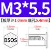 Yishenglong Pernos Remachables para Agujero Ciego de Acero Inoxidable Tuercas Remachables Placa de Presión Hexagonal Rosca Bsos-M3M4