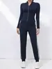 Conjunto de Duas Peças de Jaqueta Longa com Zíper Colorida Contrastante Preto e Branco Elástica Slim Fit Roupa Esportiva ao Ar Livre para Yoga Conjunto de Yoga Feminino