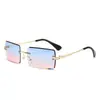 Gafas de Sol Cuadradas Sin Marco Transfronterizas Nuevas Europeas y Americanas para Hombres y Mujeres, Gafas de Sol Cuadradas Pequeñas con Bordes Cortados Japonesas y Coreanas, Gafas de Sol Ultraligeras