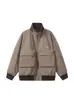 Jaqueta Rumeng Spring Nova Estilo Americano com Bolsos Grandes para Homens e Mulheres, Caimento Solto, Gola Lapela Color Block, Casaco Cleanfit de Casal, Tendência