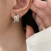 Aretes de Círculo Geométrico para Mujer Moda Retro Patrón Antiguo Marea Nacional Pin Plateado S925 Hebilla para la Oreja Aretes de Celebridad de Internet Ins