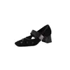 Zapatos Mary Jane de Correa Única con Hebilla de Camelia de Metal Pesado, Nuevo Estilo Primavera/Verano, Transpirables Huecos, Hebilla Cuadrada, Tacones Altos de Piel Genuina