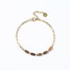 Colar com pulseira feminina, joia de aço inoxidável à prova d'água, resistente ao desgaste e que não desbota, com corrente cruzada, olho de tigre, contas de lápis-lazúli