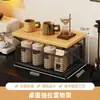 Prateleira de mesa estilo meados do século, organizador de xícaras de café, aparador em estilo gaveta de vários níveis, prateleira de bancada