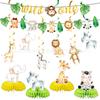 Vajilla de Fiesta de Animales de Acuarela Transfronteriza Selva Bosque Platos de Papel Servilletas Mantel Diseño de Decoración de Cumpleaños
