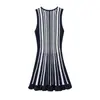 Ropa de Mujer Transfronteriza 2026 Moda Estilo Europeo y Americano Casual Simple Sin Mangas Cuello Redondo Rayas Vestido de Punto Mujer G82999
