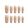 Cor de Pêssego Exquisito Estilo Gatinho Alta Qualidade Temperamento Estilo Menina Estilo Irmã Elegante Iluminador Arte de Unhas Tamanho Médio 30-t Unhas Postiças