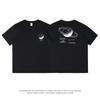 Camiseta Branca de Algodão Puro com Estampa de Manga Curta para Homens, Top Soltinho de Manga Meia-Manga com Letras, Estilo Geométrico para Casais, Gola Redonda