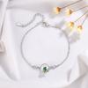 Carlene Plata de Ley s925 Pulsera Original Lucky Time Pulsera para Niñas Mejor Amiga de las Niñas Estudiante Pulsera de Calcedonia Blanca