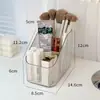 Portalápices cosmético de escritorio de tres y cuatro compartimentos Contenedor de almacenamiento de maquillaje Estante de almacenamiento trapezoidal Caja de almacenamiento de escritorio compartimentada