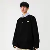 Sudadera de dos piezas falsas con empalme de cuello de camisa, marca de moda nueva para hombre, primavera y otoño, alta gama, cuello polo, camiseta americana de manga larga