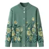 Jaqueta Cardigan de Malha Outonal para Mulheres de Meia-idade e Idosas, Roupa para Mãe, Sogra, Com Veludo Extra, Suéter Espessado, Blusa Estilo Primavera e Outono para Mãe