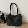 2026 Nova Bolsa Tote Feminina Estilo Coreano Estampa de Estrelas Grande Capacidade Bolsa de Ombro para o Dia a Dia Bolsa de Mão Fashion Bolsa de Braço