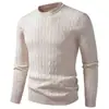 Suéter ajustado de estilo coreano para comercio exterior transfronterizo, jersey casual de cuello redondo, camiseta base fina de punto trenzado para otoño e invierno, top de punto para hombre