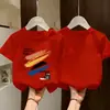 Roupas Infantis, Camisetas de Manga Curta para Meninos, Tops Estampados Tendência de Verão, Camisetas Finas de Algodão com Gola Redonda, Corte Solto, Tamanhos Médio e Grande, Estilo Coreano
