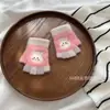 Guantes de medio dedo para bebé de 0 a 3 años, otoño e invierno, dibujos animados, cinco dedos, conejito a juego, bonitos y cálidos, escritura, medio dedo, venta al por mayor