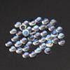 Venta al por Mayor de Piedra Lunar Azul Natural Redonda Plana Fondo Liso Fuerte Fluorescente Vítreo Joyería Incrustada con Piedra Fábrica