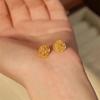 Zhoujia Mismo Estilo CNC Cepillado Anillo Pequeño de Azúcar Hielo Centelleante Collar de Azúcar Pendientes Huecos de Oro Fino para Traje Mujeres