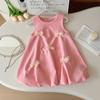 Conjunto de Verano para Niñas Nuevo Estilo Coreano Chaleco sin Mangas con Lazo Infantil + Pantalones Cortos Vestido Casual Transfronterizo