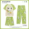 Conjunto de Pijama de Tres Piezas para Niños, Shorts de Manga Corta, Pantalones Largos, Pantalones Casuales Lindos de Dibujos Animados, Ropa para Padres e Hijos, Ropa de Casa para Niños Tallas Mediana y Grande, Moderno