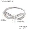 Rueda de la fortuna Europa y Estados Unidos transfronteriza nuevo anillo cruzado titanio acero dorado microincrustación circonita de color anillo abierto ajustable femenino