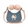 Linda bolsa de mezclilla con lazo de dibujos animados, nuevo diseño de gato bordado de moda, mini bolso cruzado, monedero para niños