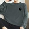 Camiseta Pesada de Algodão Americano 260g Manga Longa Masculina Camisa Base Interna Camiseta Estampada com Letras Camisa de Algodão Outono