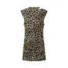 ZA comércio exterior transfronteiriço europeu e americano vestuário feminino, popular no AliExpress, vestido com estampa animal com decoração de lenço e pregas