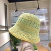 Sombrero de pescador tejido a mano de Corea del Sur para niños, con forma de cúpula, combina con todo, pequeño, de verano, con huecos, estilo retro, a la moda.