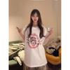 Camiseta de Manga Corta Gruesa Estampada de Alta Calle Japonesa Top Ropa Algodón Inglés Camiseta de Manga Corta Camiseta Hombro-Hombro para Hombre Este Año