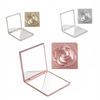 Espejo de Mano Plano de Alta Apariencia Transfronterizo, Espejo de Tocador Plegable Portátil, Espejo de Tocador Cuadrado Rosa