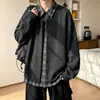 Jaqueta xadrez patchwork falsa de duas peças masculina, casaco casual estilo outono old money, cardigã de corte solto