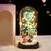 Flor de Rosa con Lámina de Oro en Cubierta de Cristal Muñeca Luminosa Flor Eterna Decoración para San Valentín, Navidad, Regalo para Novia o Esposa