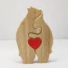 Adorno de Rompecabezas de Madera con Oso Abrazando a su Cría Transfronterizo para Dormitorio y Sala de Estar, Artesanías de Madera Maciza Familiares Cálidas para Exportación