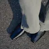Sapatos femininos de couro bovino com óleo de cavalo, bico quadrado, camada única, novos para a primavera, totalmente em couro, cor sólida, cano baixo, salto baixo, decote baixo, camada única, sapatos femininos