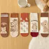 Calcetines de Oso Fresa Estilo Coreano para Estudiantes Medios ins Tendencia Estilo Japonés Lindos Dibujos Animados Rosa Todo en Uno En Stock Venta al por Mayor