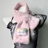 Cachecol de pelo macio versão coreana estilo japonês outono e inverno ins cachecol de pelúcia para menina imitação de pelo de coelho rex grosso cruzado