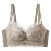 Sujetador push-up para senos pequeños con copa de palma, sin varillas, soporte lateral, sujetador de encaje, sujetador ajustable engrosado para mujer