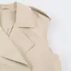 Comércio exterior europeu e americano outono vestuário feminino, novo colete casual fashion de cor sólida com lapela dupla e cinto
