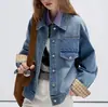 Chaqueta de Mezclilla para Mujer 2026 Otoño Nuevo Estilo Petite Holgada Adelgazante Diseño Patchwork Top