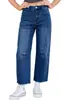 AliExpress Wish Ropa de Mujer Primavera Otoño Europea Americana Cómoda No Ajustados Pantalones de Pierna Ancha Bolsillo de Parche Vaqueros Casuales Retro Modernos